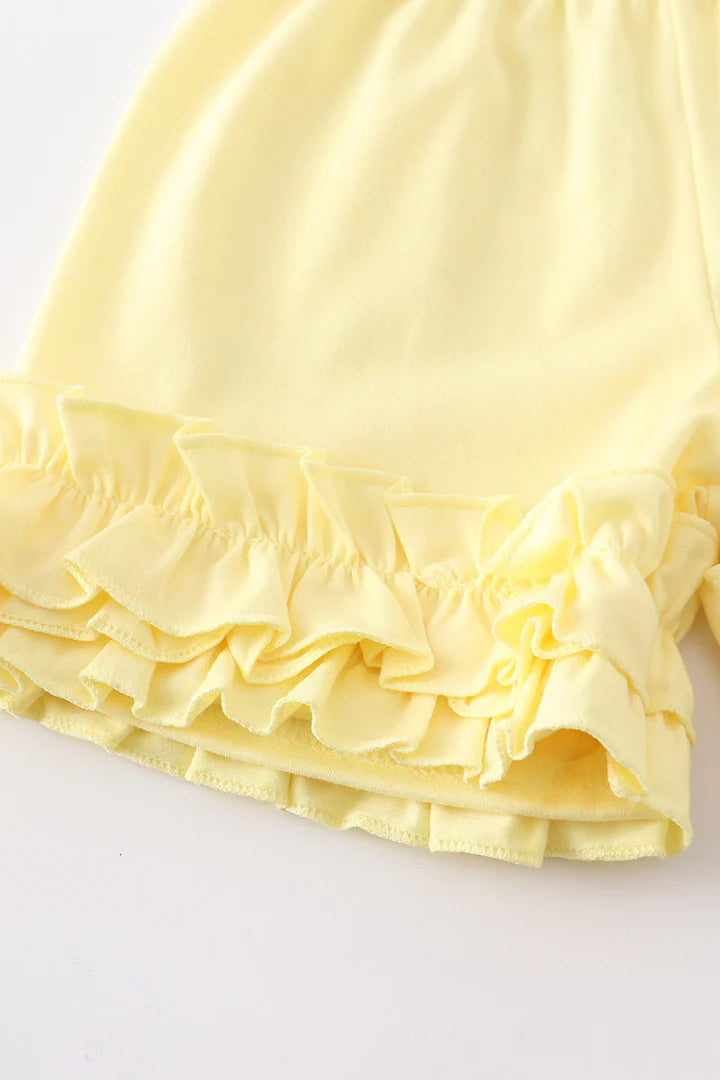Yellow Ruffle Shorts Set