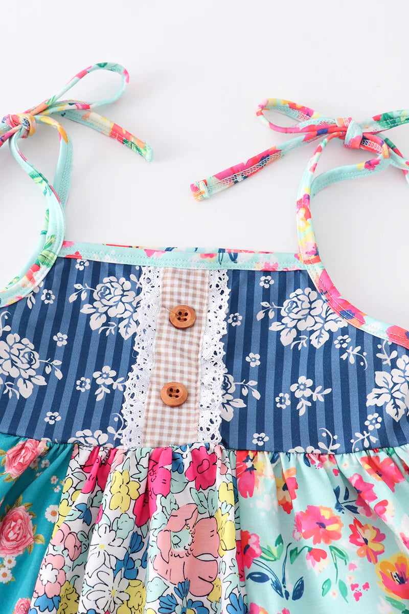 Patchwork floral shorts set