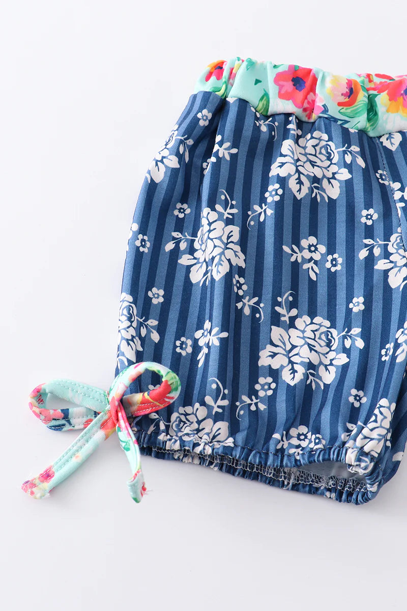 Patchwork floral shorts set