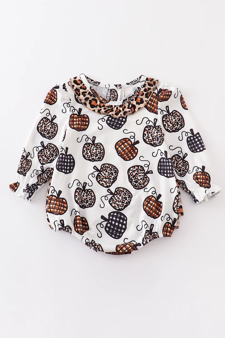 Leopard and Plaid Pumpkin Bubble Romper