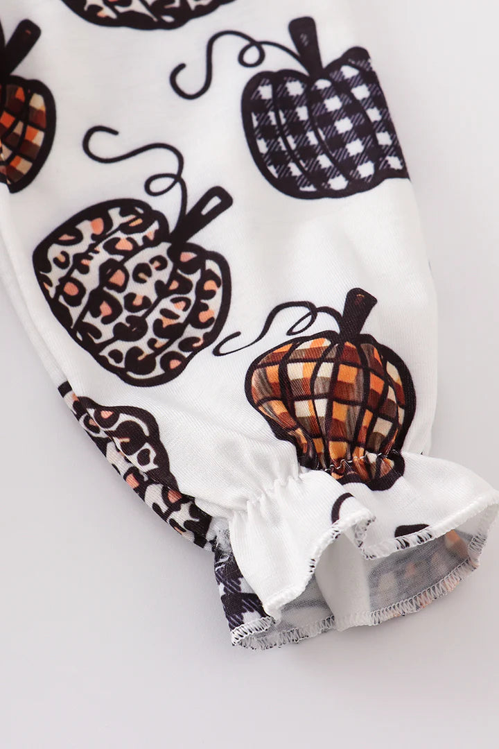 Leopard and Plaid Pumpkin Bubble Romper