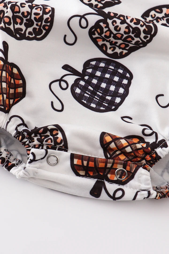 Leopard and Plaid Pumpkin Bubble Romper
