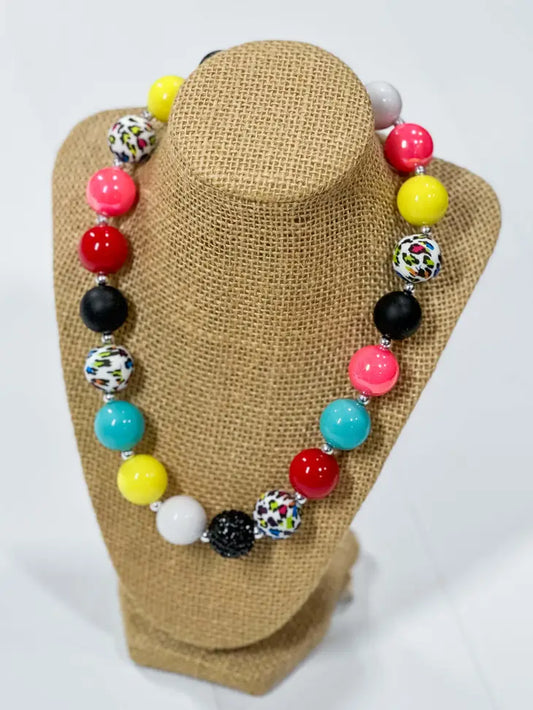 Colorful Cheetah Bubblegum Necklace