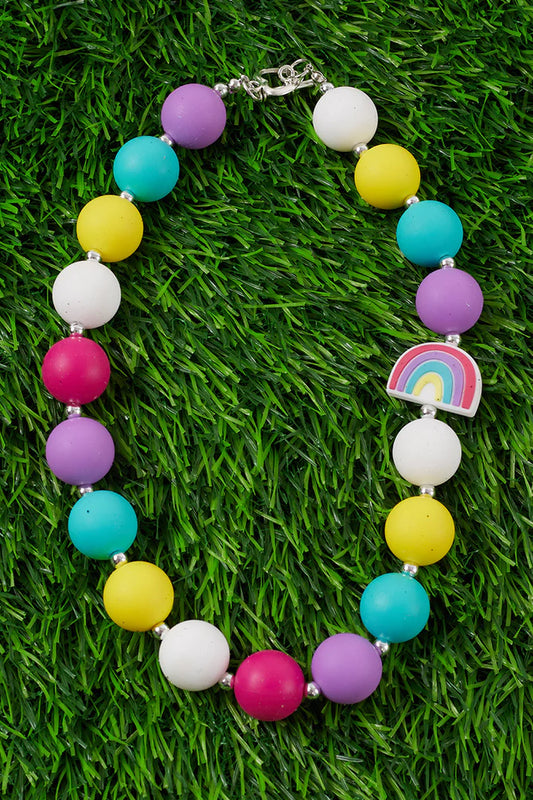 Bright Rainbow Bubble Gum Bead Necklace