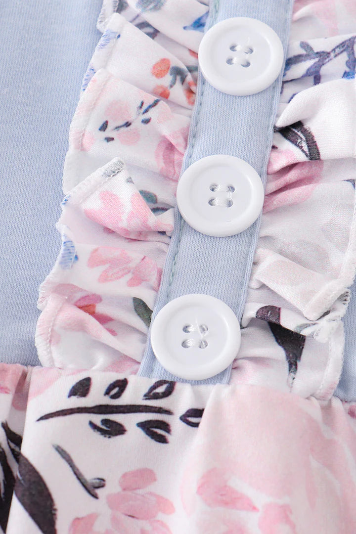 Blue Ruffle Buttons Baby Bubble Romper