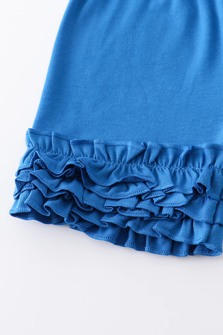 Blue Seashell Ruffle Shorts Set
