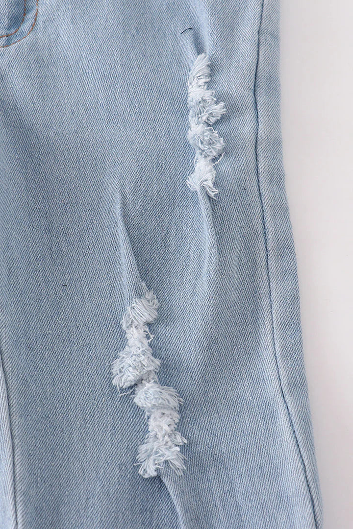 Light Denim Double Layered Bell Bottoms