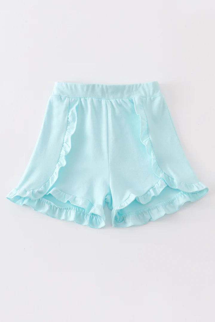 Aqua Ruffle Shorts