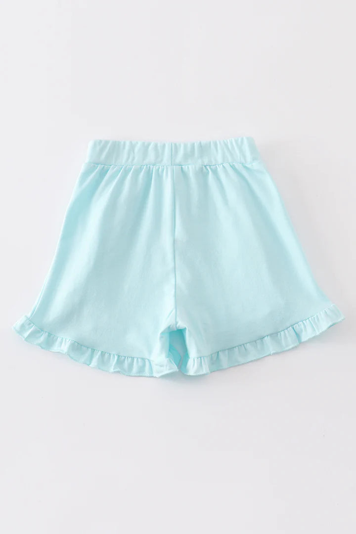Aqua Ruffle Shorts