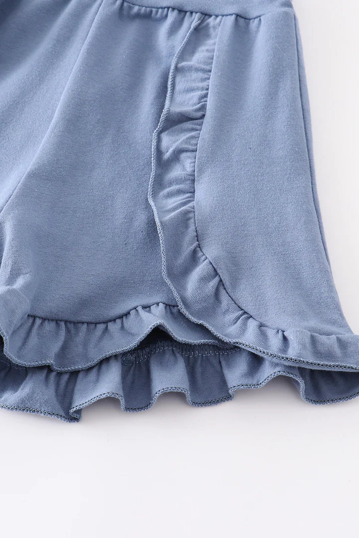 Blue Ruffle Shorts