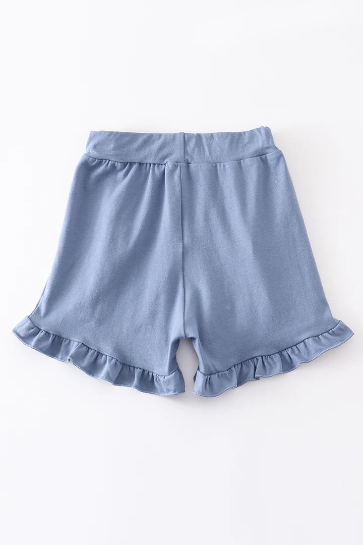 Blue Ruffle Shorts