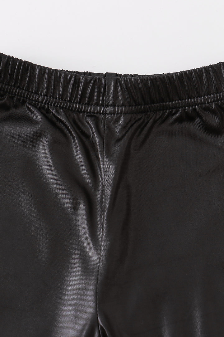 Black Metallic Biker Shorts