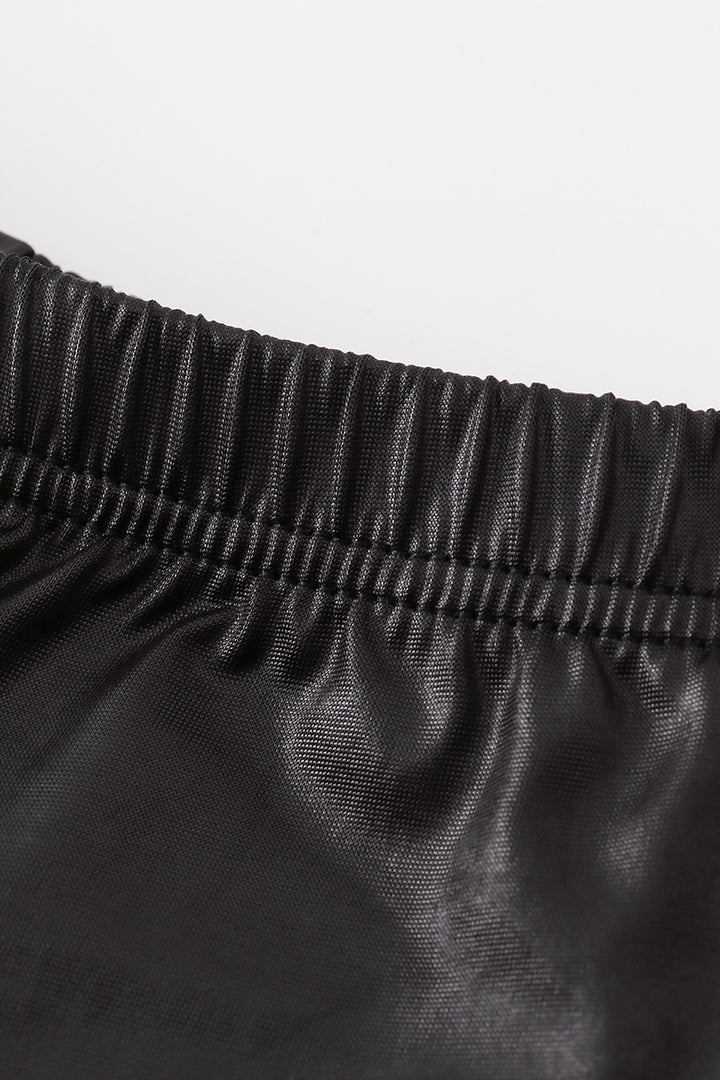 Black Metallic Biker Shorts