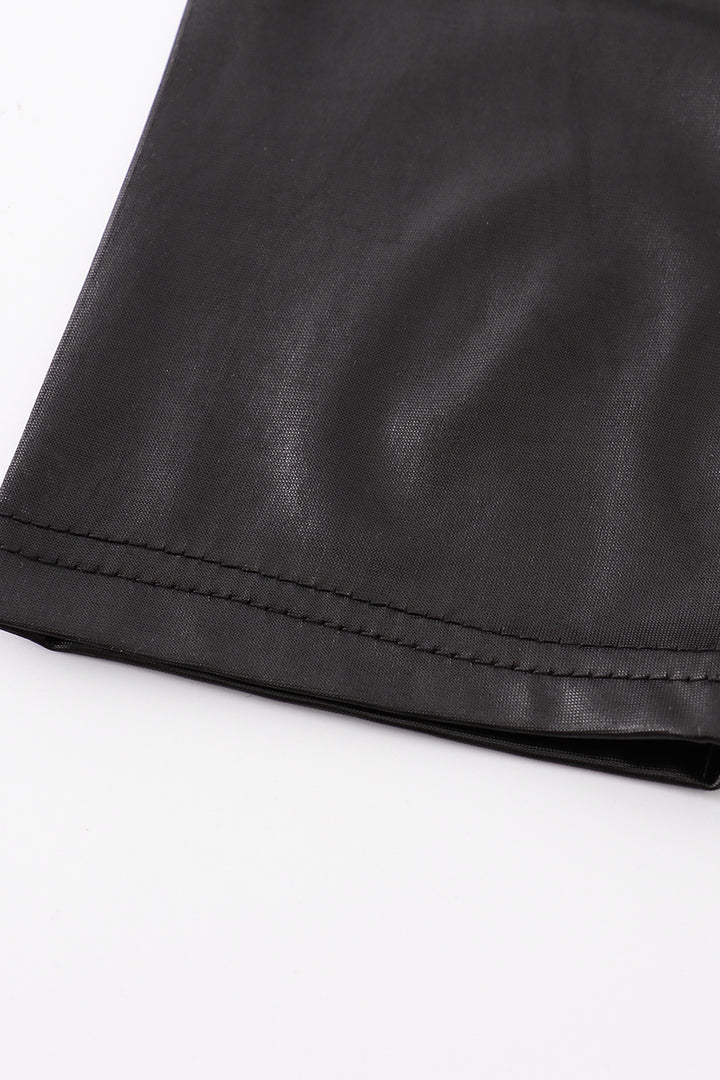 Black Metallic Biker Shorts