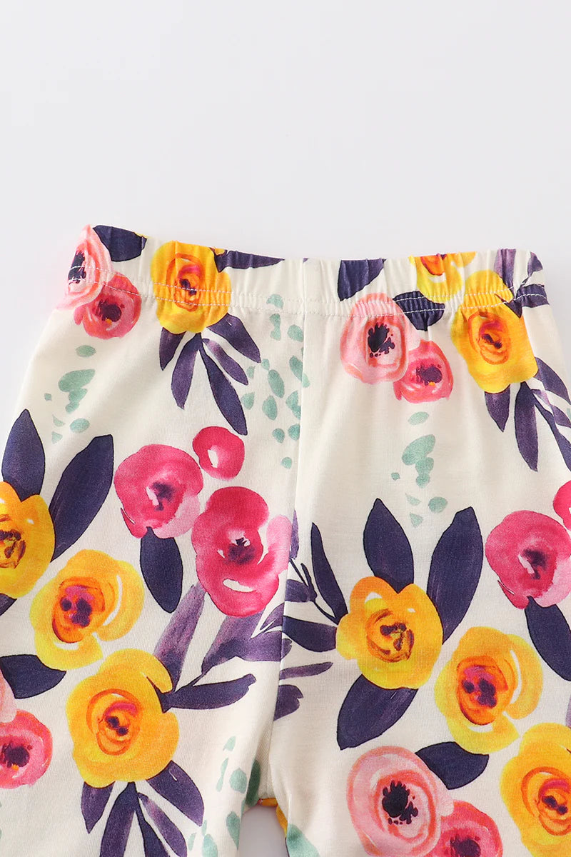 Pink and Mustard Floral Bamboo Pajama Set