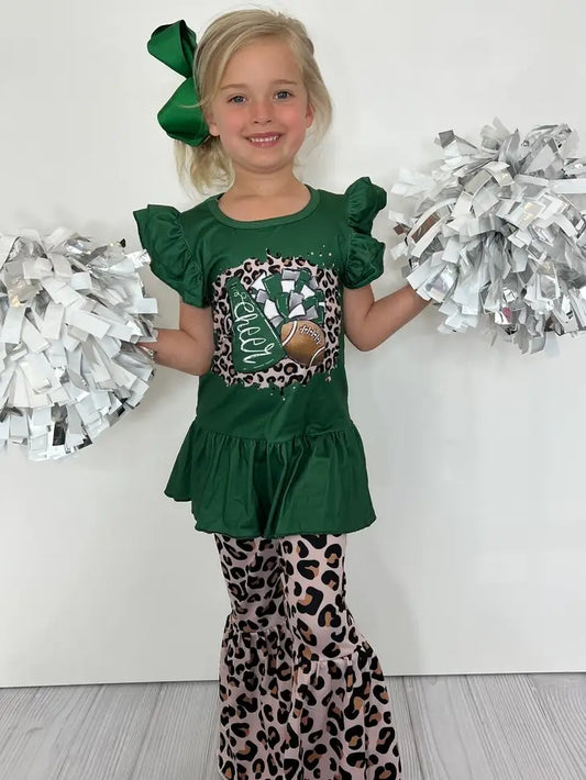 Green and Leopard Cheer/Football Pants Set