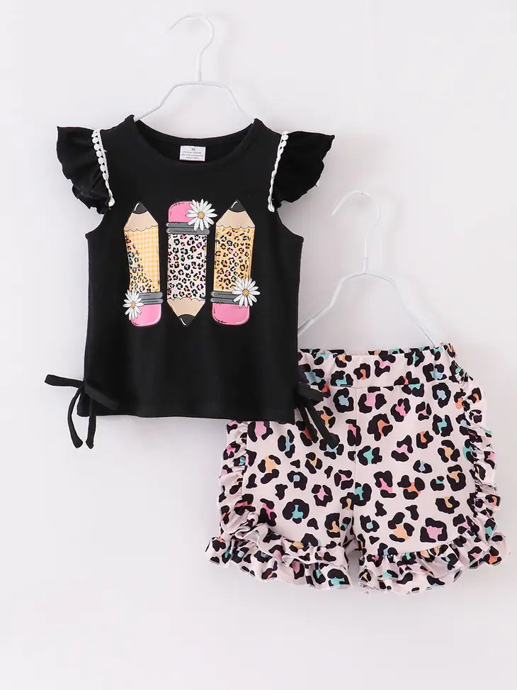 Leopard Pencil Shorts Set