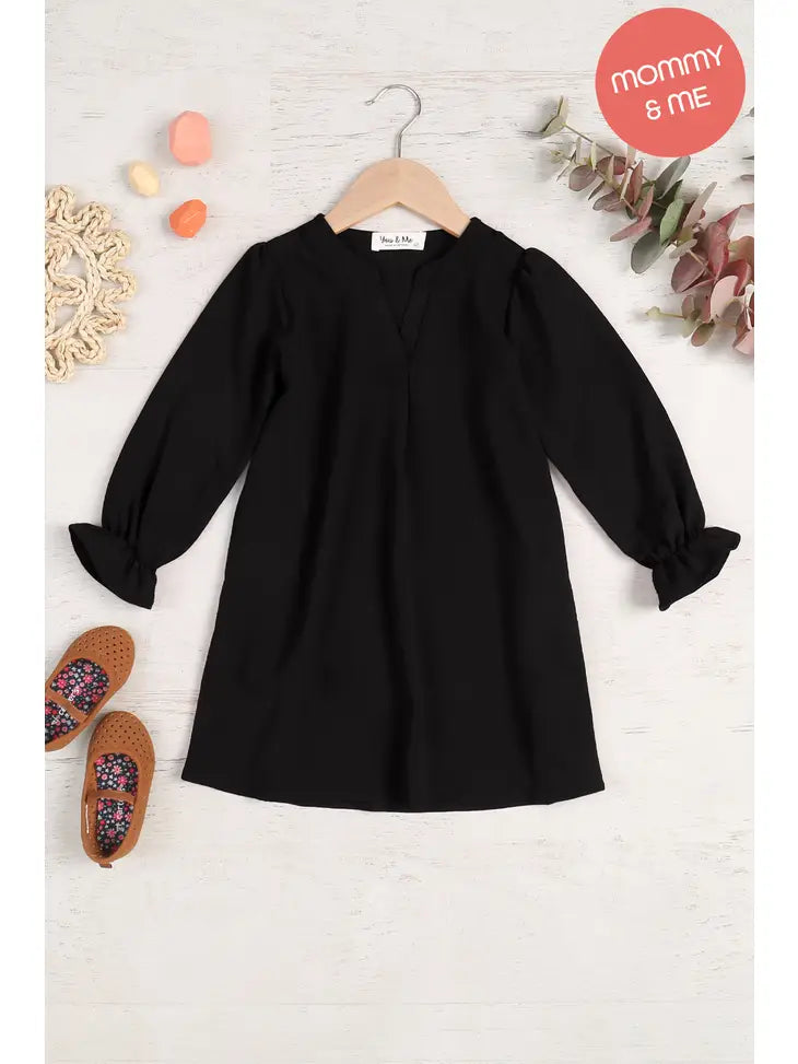 Mom and Me Black Collared Neckline Dress- Kids
