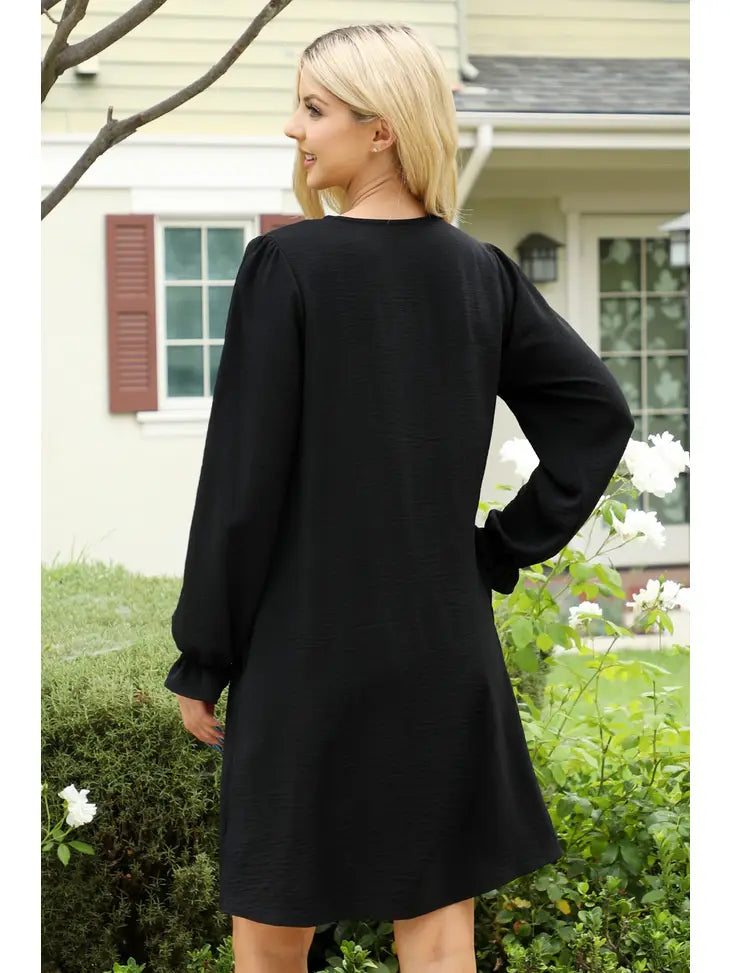 Mom and Me Black Collared Neckline Dress- ADULT