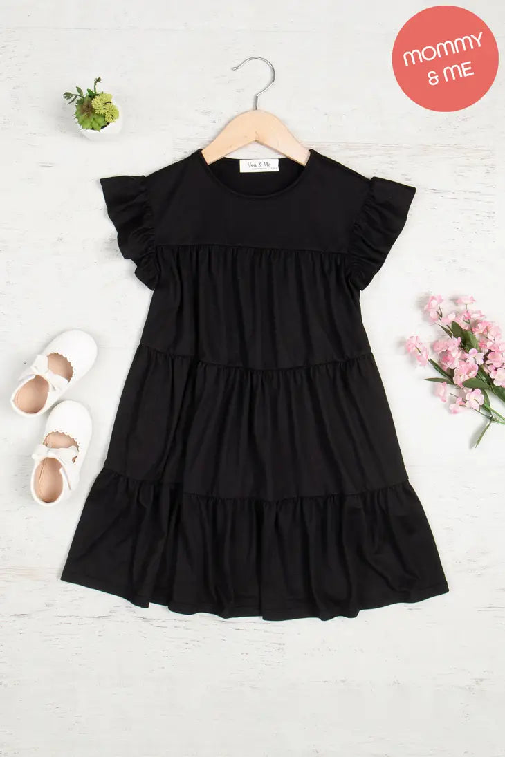 Mommy and Me Black Ruffle Dress- KIDS