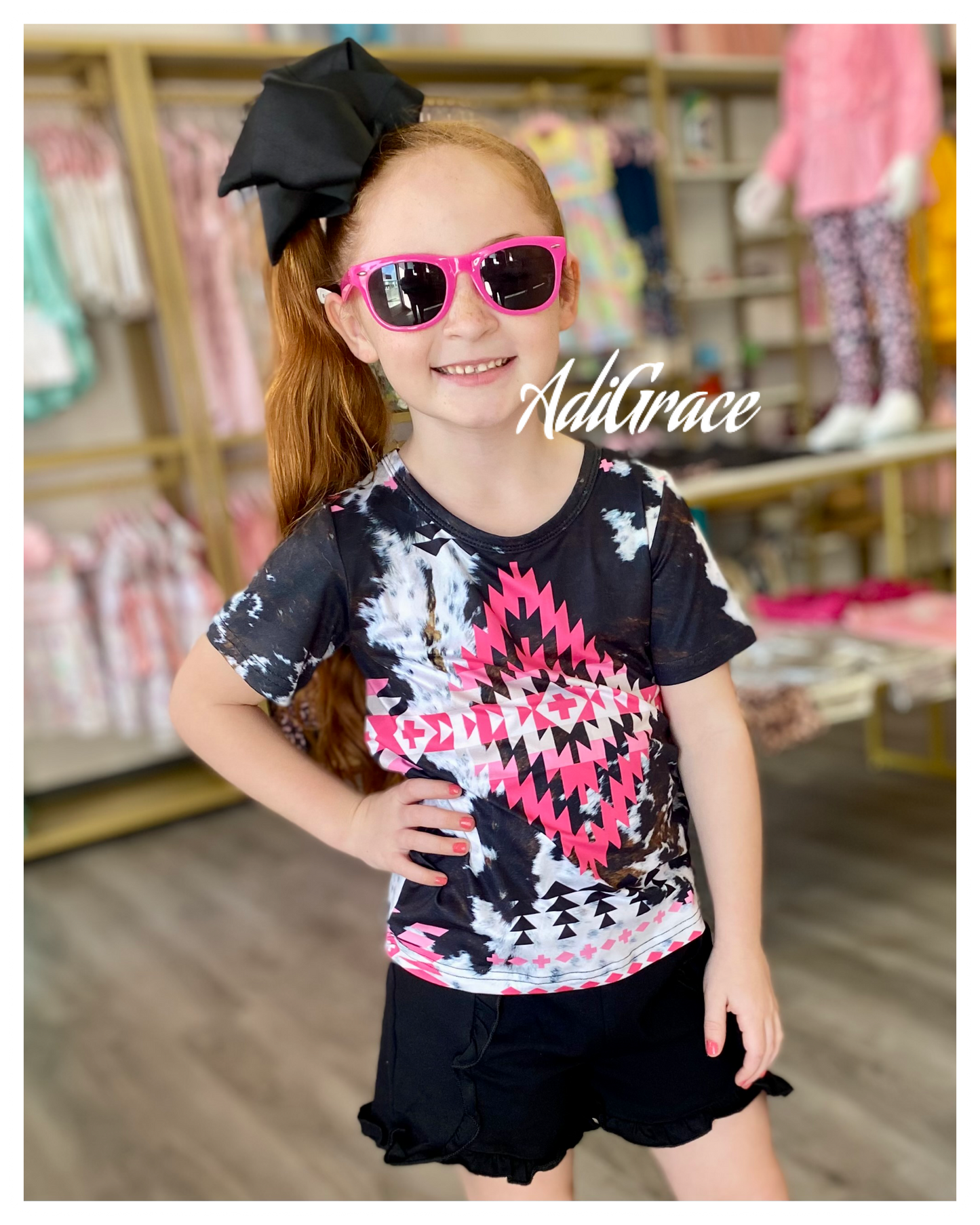 Pink on Cowhide Shirt