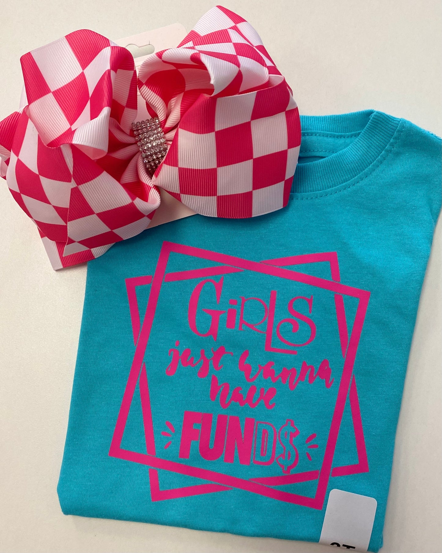 Hot Pink Checkered Bow