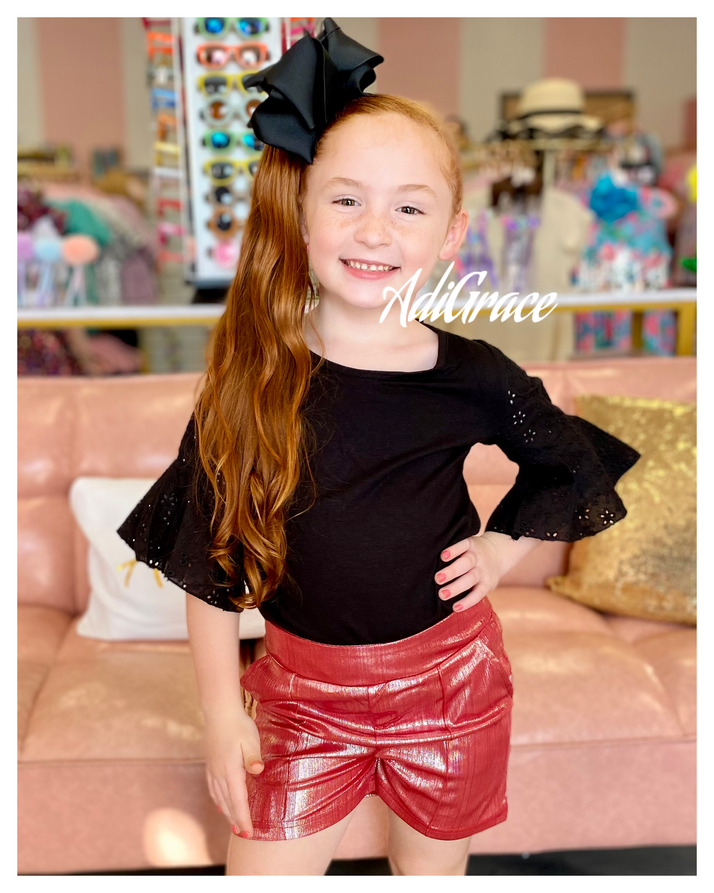 Red Shimmer Shorts