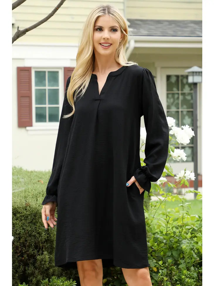 Mom and Me Black Collared Neckline Dress- ADULT