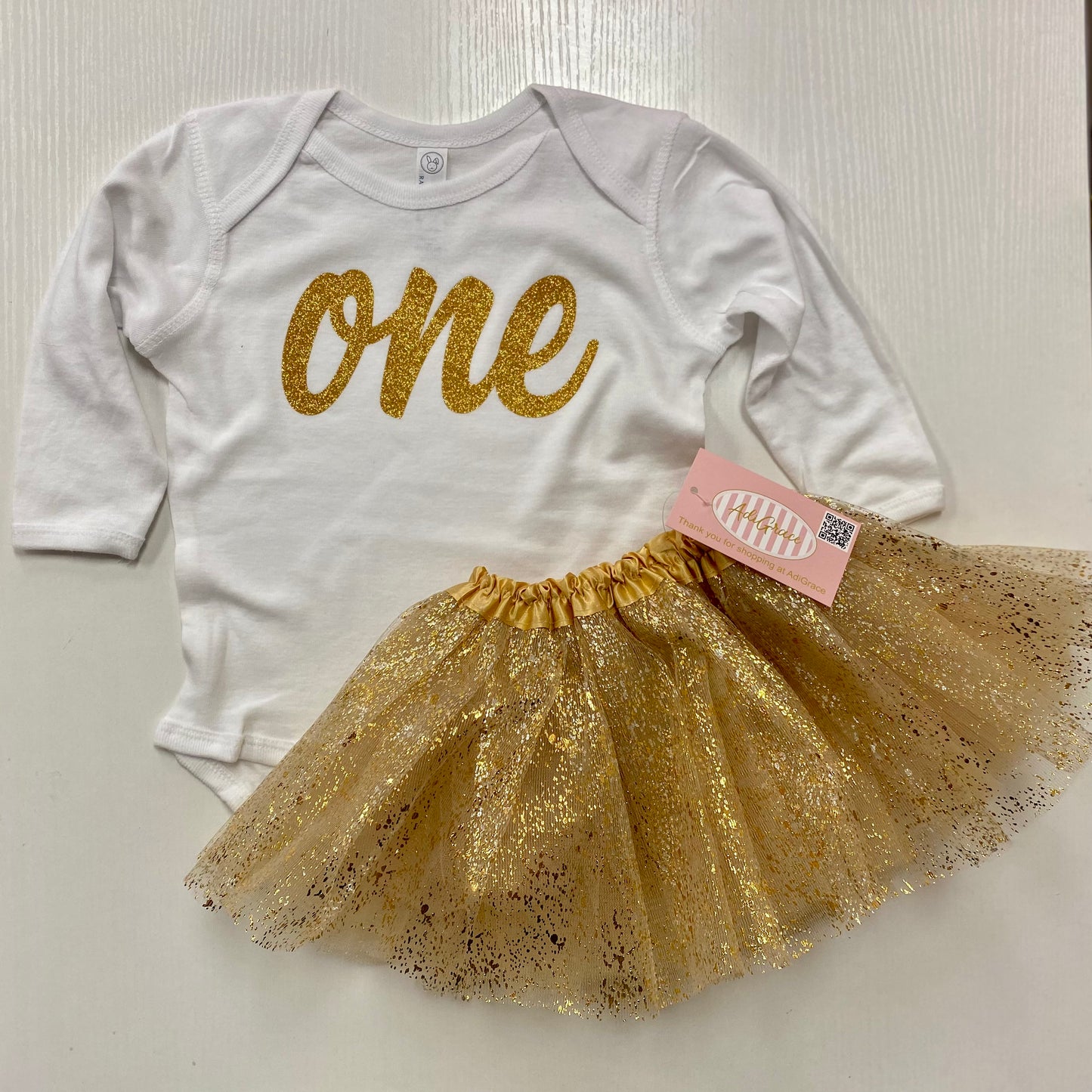 "ONE" Long Sleeve Baby Onesie
