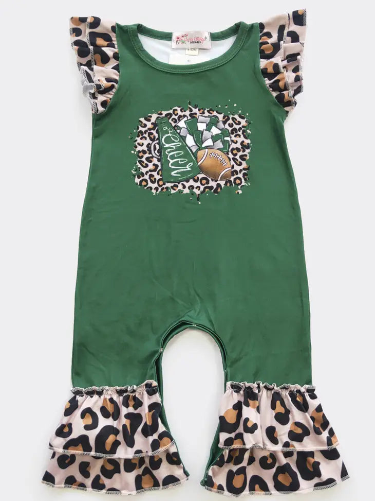 Green and Leopard Cheer/Football Romper