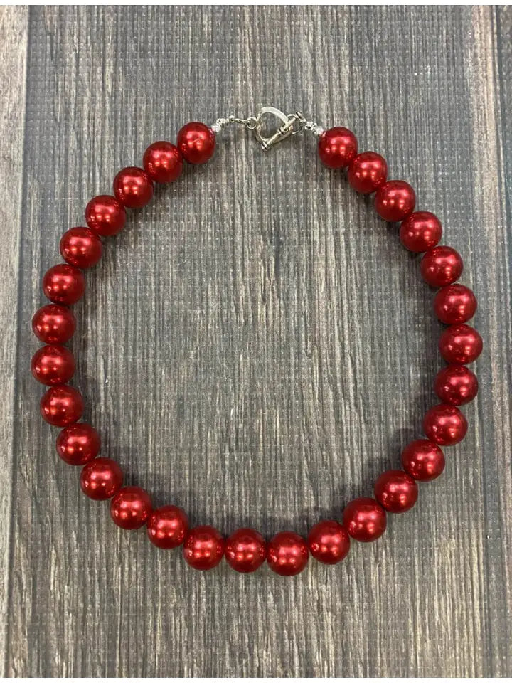 Red Metallic Bubblegum Necklace