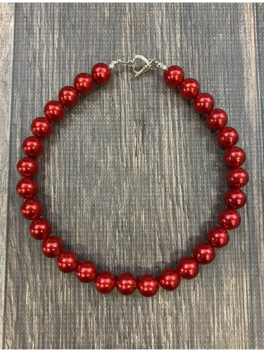 Red Metallic Bubblegum Necklace