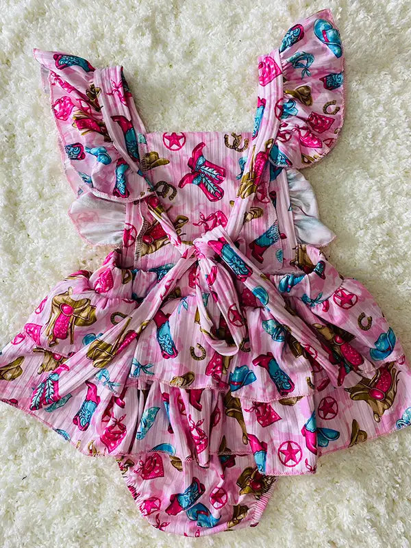 Boots and Saddles Baby Romper with Matching Headband