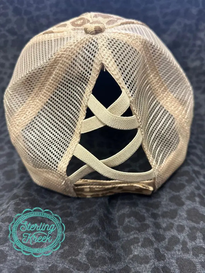 Leopard Criss-Cross Back Baseball Cap- Adult Size