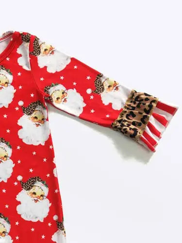 Red Leopard Santa Romper