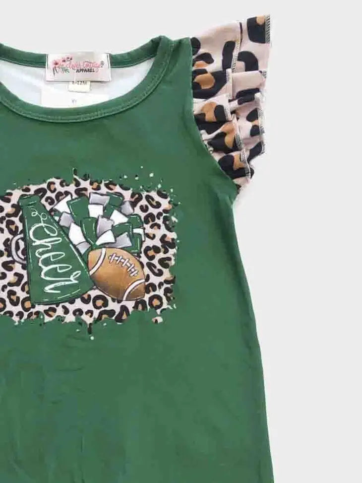 Green and Leopard Cheer/Football Romper
