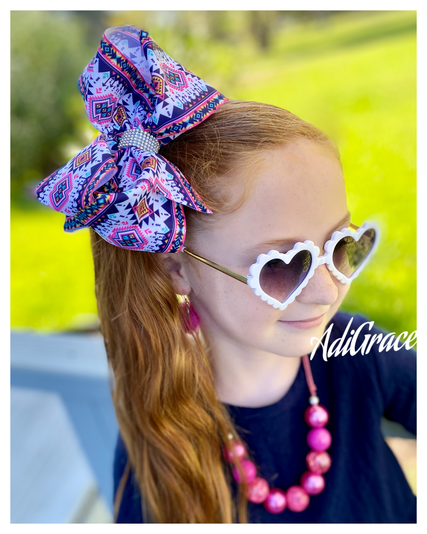 Navy Aztec Pattern Bow
