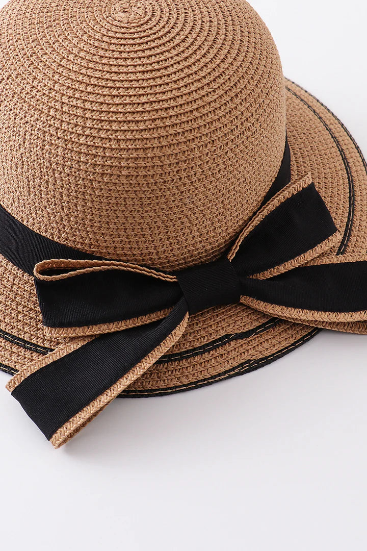 Black Bow Mom and Me Straw Hat- Kids