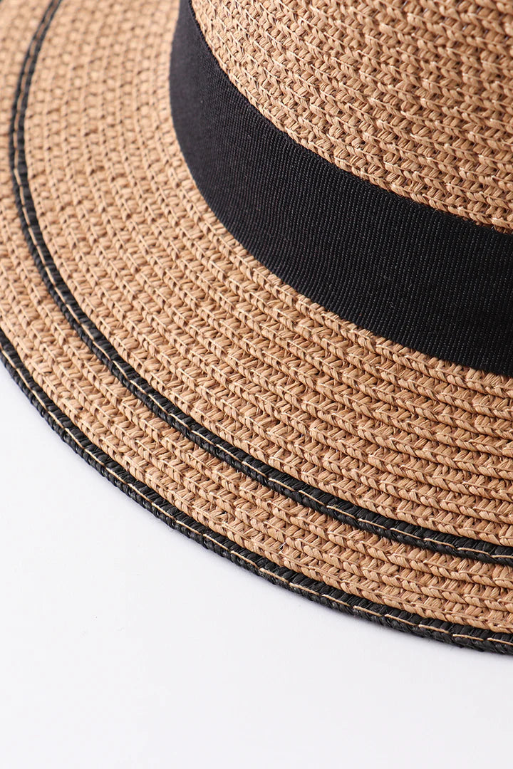 Black Bow Mom and Me Straw Hat- Adult
