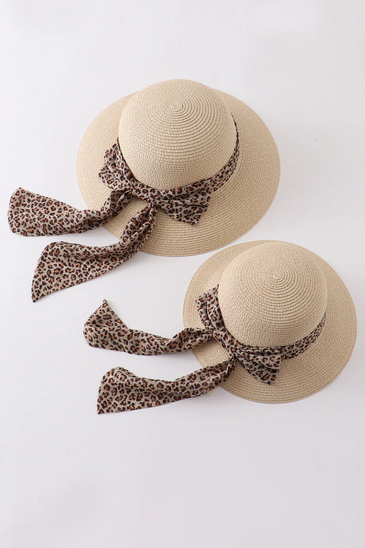 Cream Colored Leopard Mom and Me Hat- Adult