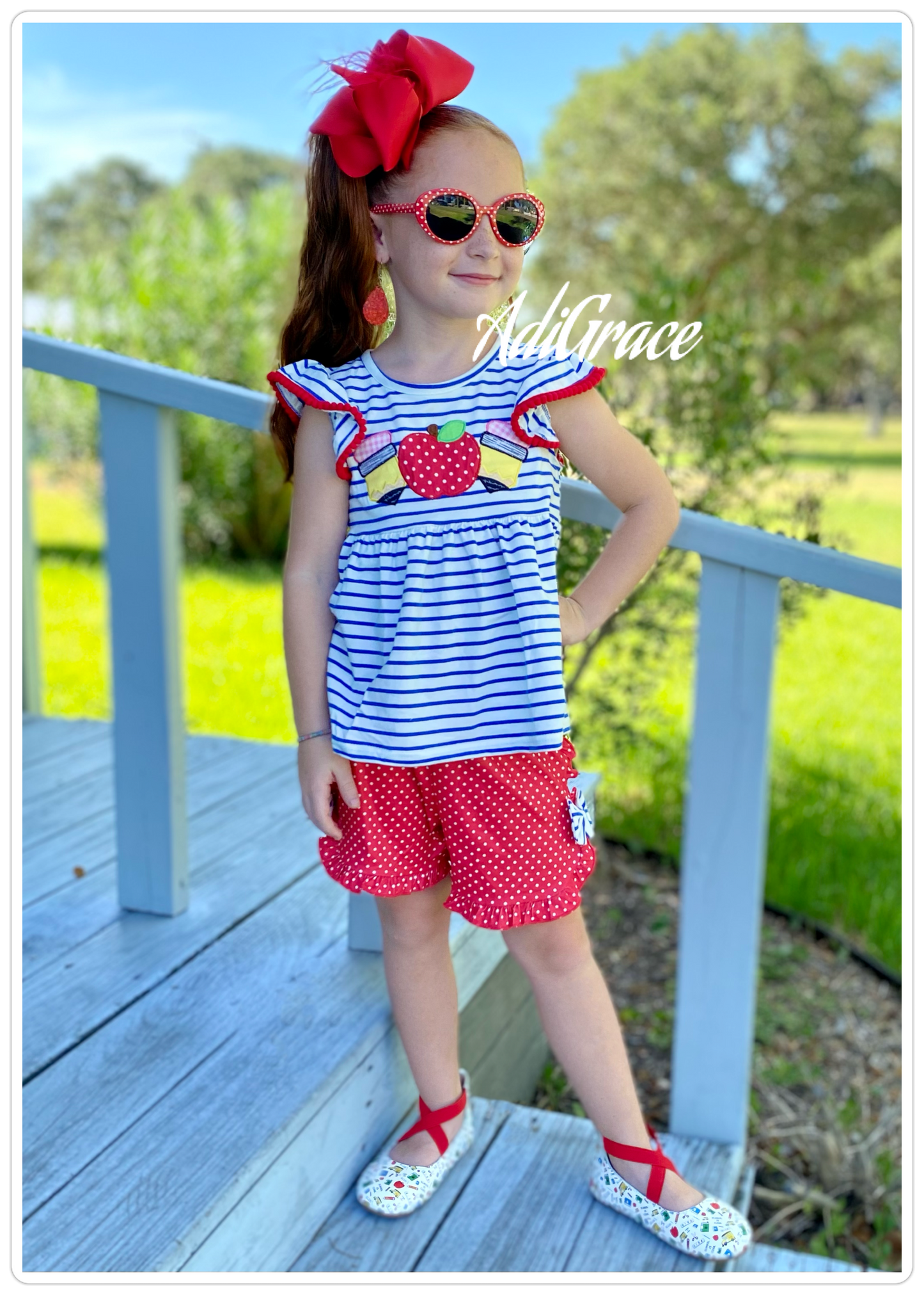 Stripes and Polka Dots Back to School Outfit