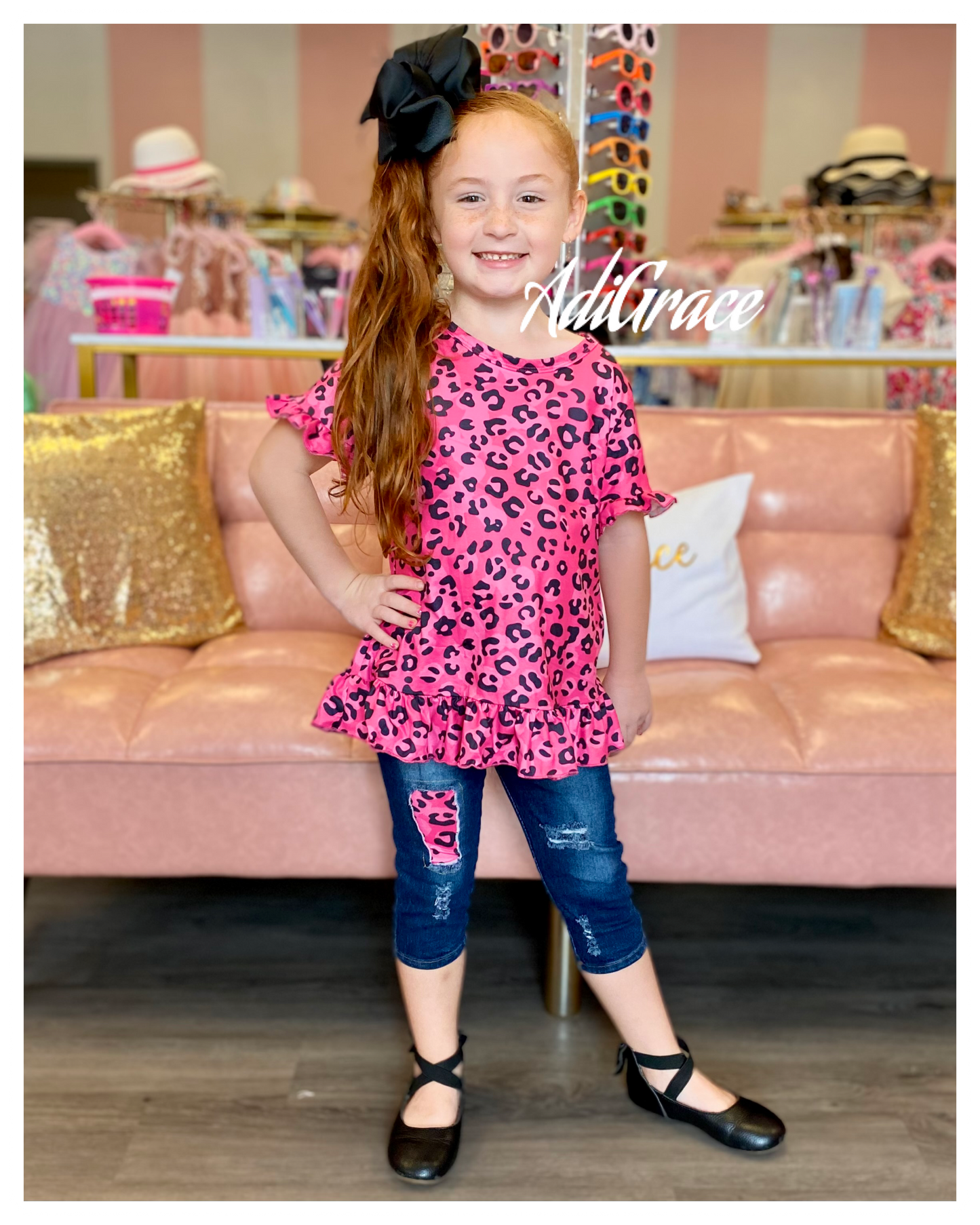 Hot Pink Cheetah Capri Set