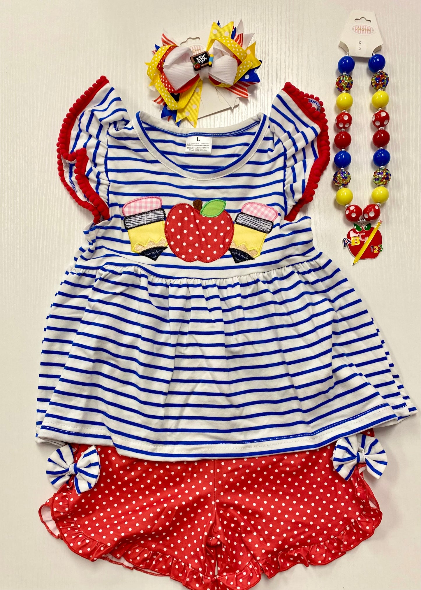 Stripes and Polka Dots Back to School Outfit