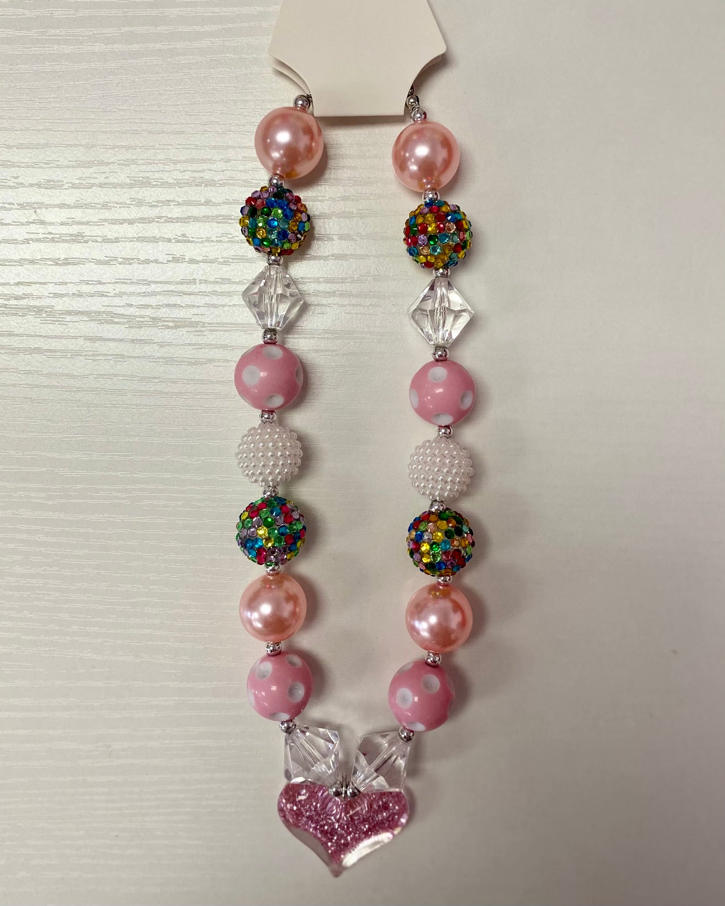 Glittered Heart Bubble Gum Necklace