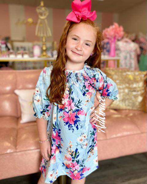Mint Floral Smocked Dress