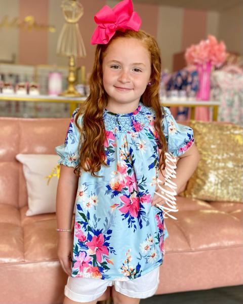 Mint Floral Smocked Dress