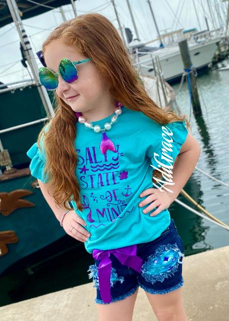 Salty State of Mind Ruffle Shirt and Denim Shorts