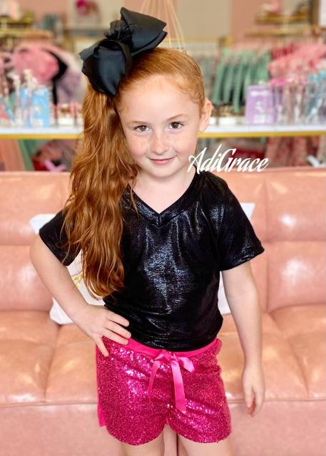 Hot Pink Sequin Glitter Shorts