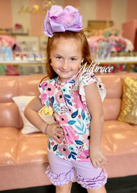 Lavender Ruffle Shorts