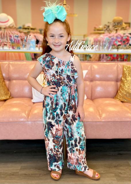 Turquoise and Brown Pants Romper
